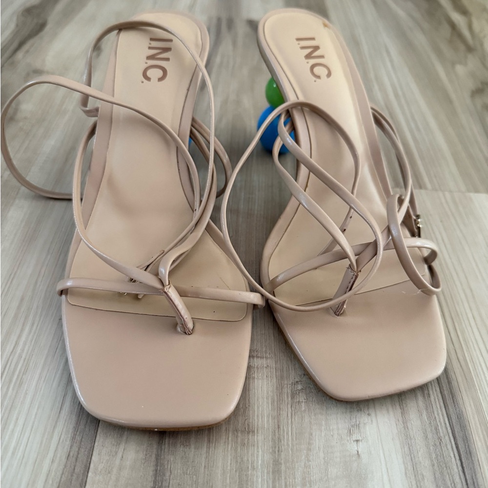 INC International Concepts Women's Beige Strappy Heels
